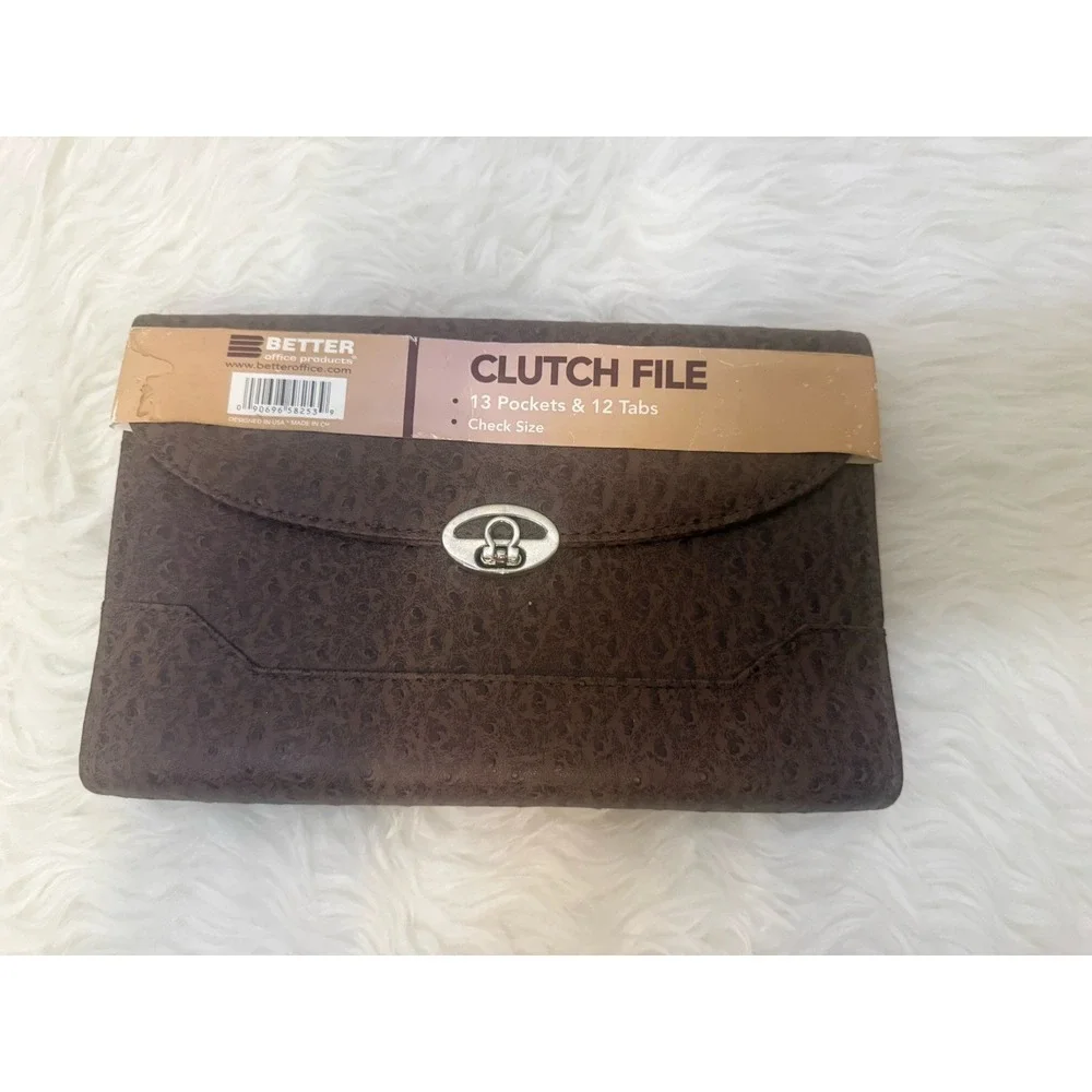 Better Office Products Clutch File 13 Pockets Check Size Brown Zippered Pocket